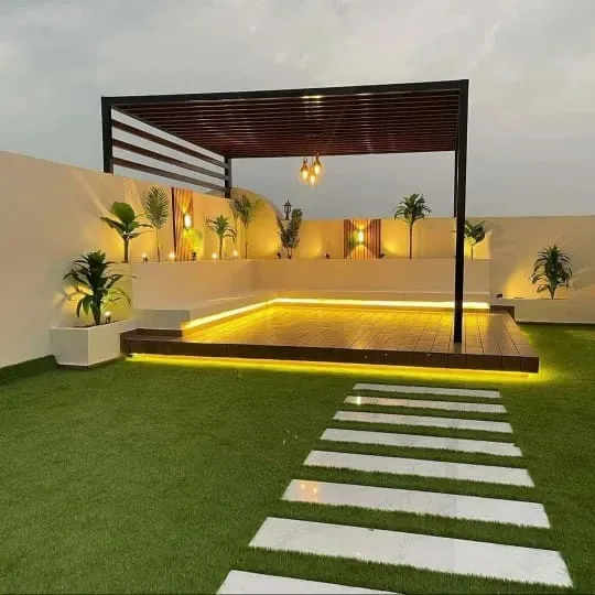 تركيب جلسات وشلالات للأحواش لفلل ومنازل حي الملك عبدالله