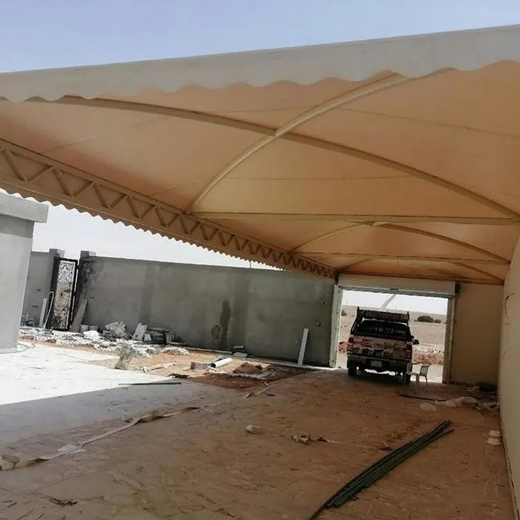 اصلاح مظلات كراج مقوسة بتثبيت آمن في حي النرجس والياسمين بشمال الرياض 